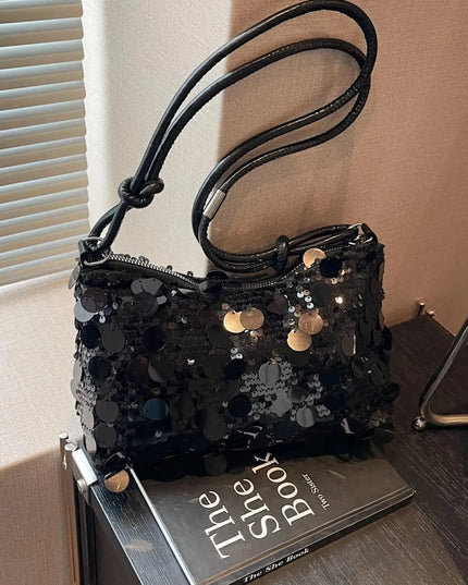 Sequin Knotted Straps Shoulder Bag