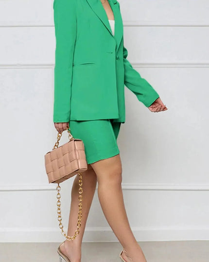 Long Sleeve Blazer and Shorts Set - ShopEasier