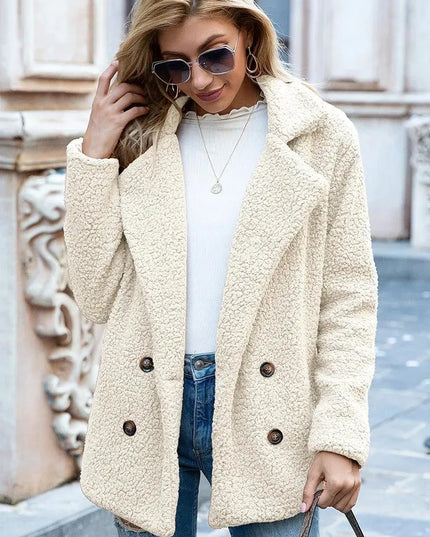 Luxe Urban Sherpa Coat with Lapel Collar