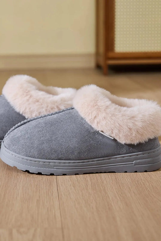 Cozy Faux Fur Platform Slippers with Round Toe