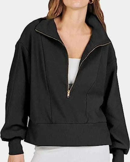 Sudadera con cuello y media cremallera para mayor comodidad y estilo