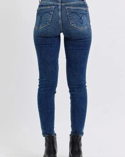 Judy Blue Full Size Mid-Rise Waist Skinny Jeans with Pockets - ShopEasier