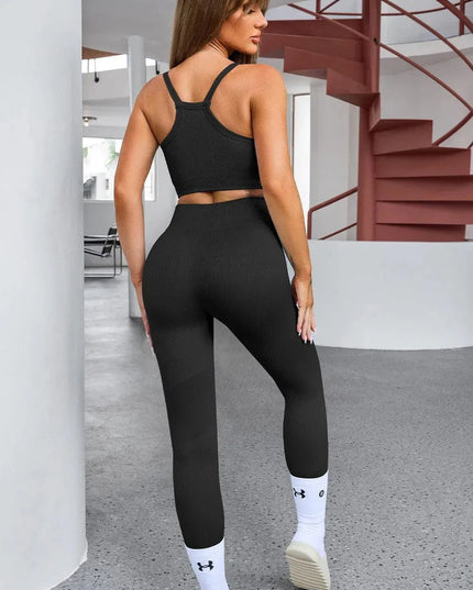 Tank Cropped Active Top and Pants Set - ShopEasier