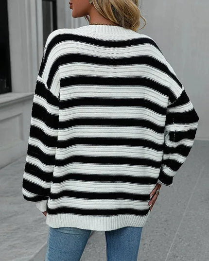 Colorful Striped Loose-Fit Sweater