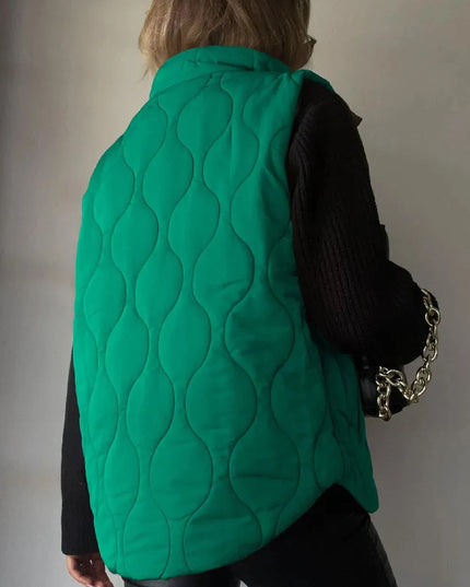 Pocketed Collared Vest with Opaque Design