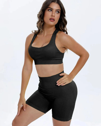 Scoop Neck Wide Strap Top and Shorts Active Set - ShopEasier