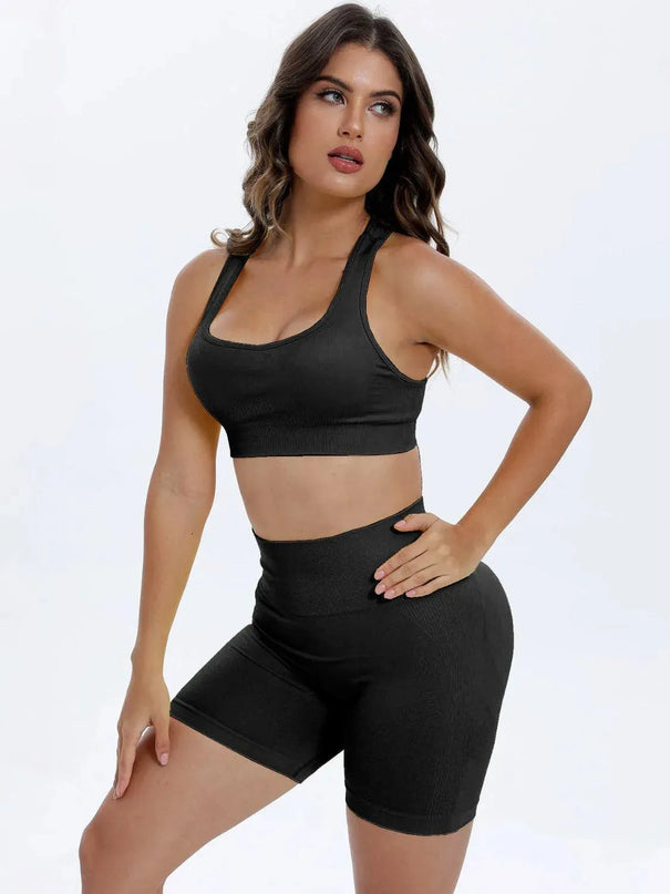 Scoop Neck Wide Strap Top and Shorts Active Set - ShopEasier