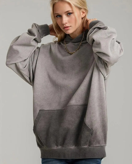 Cozy Cotton Drop Shoulder Hoodie with Front Pocket