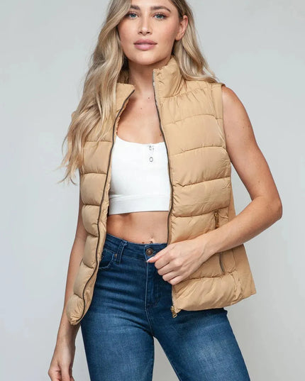 Chic Zip-Up Turtleneck Vest with Functional Pockets