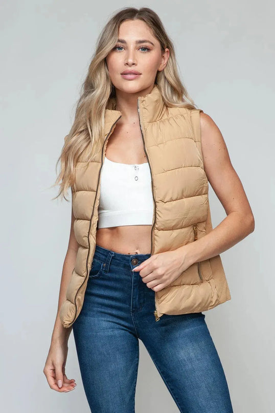 Chic Zip-Up Turtleneck Vest with Functional Pockets