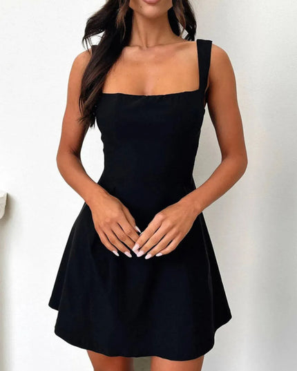 Devine Bow Back Square Neck Mini Dress