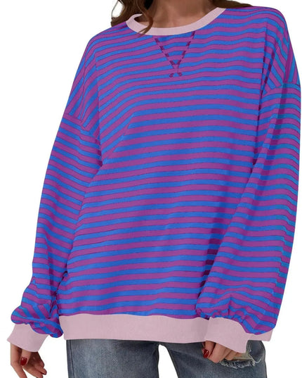 Chic Contrast Striped Long Sleeve Pullover