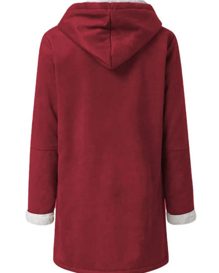 Hooded Toggle Jacket with Pockets and Long Sleeves