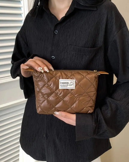 Solid Quilted Clutch with Zipper