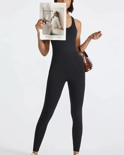 Crisscross Back Wide Strap Active Jumpsuit - ShopEasier