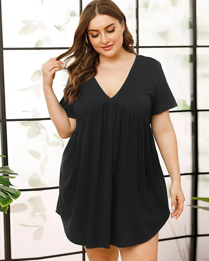 V-Neck Short Sleeve Lounge Dress