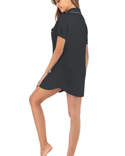 Contrast Piping Pocketed Short Sleeve Lounge Dress