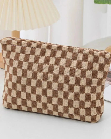 Zenana Checkered Makeup Clutch Bag