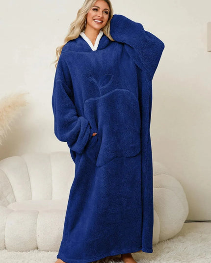 Pocketed Contrast Long Sleeve Hooded Lounge Dress