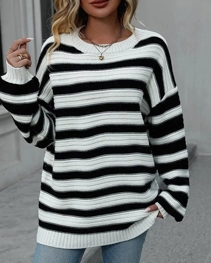 Colorful Striped Loose-Fit Sweater