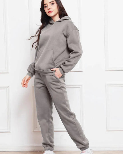 Casual Drop Shoulder Hoodie and Jogger Set