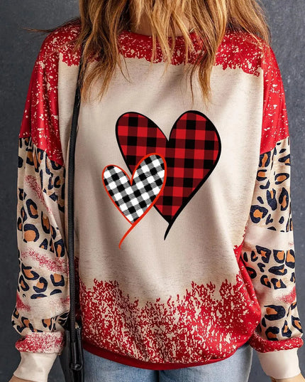 Leopard Print Heart Graphic Sweatshirt