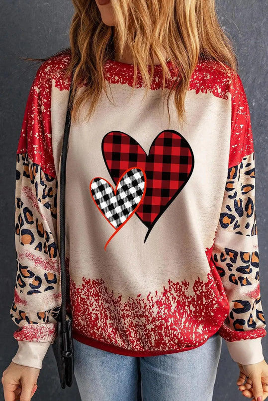 Leopard Print Heart Graphic Sweatshirt