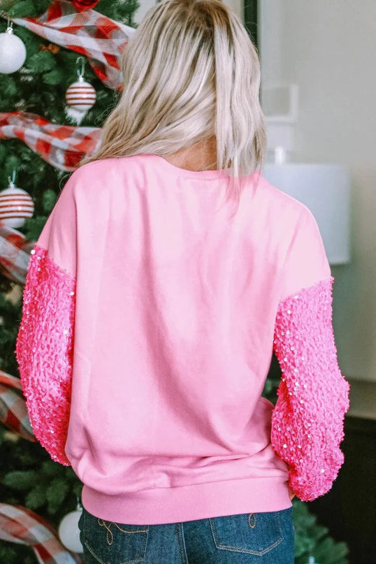 LOVE Heart Sequin Dropped Shoulder Sweatshirt - ShopEasier