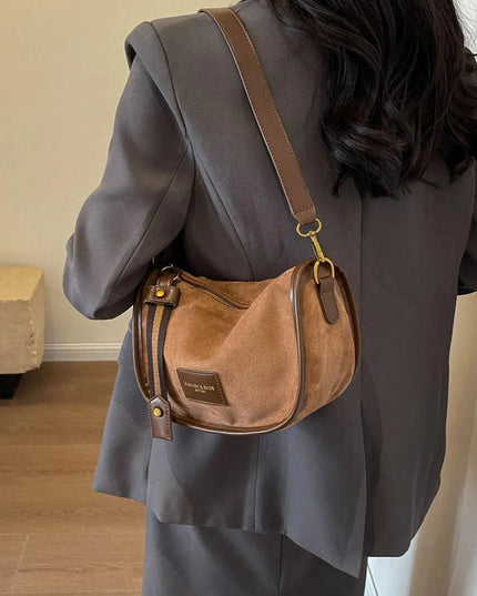 Suede Adjustable Strap Shoulder Bag