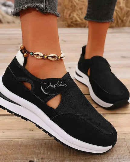 Mesh Round Toe Platform Sneakers