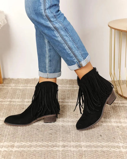 Legend Women's Fringe Cowboy Western Ankle Boots - ShopEasier