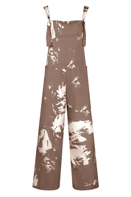 Pocketed Tie-Dye Wide Strap Overalls - ShopEasier