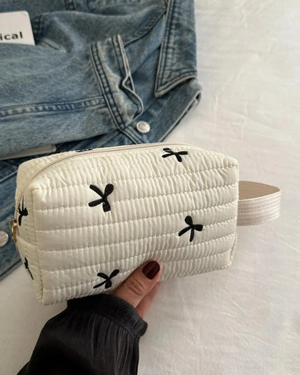 Textured Bow Detail Mini Wristlet