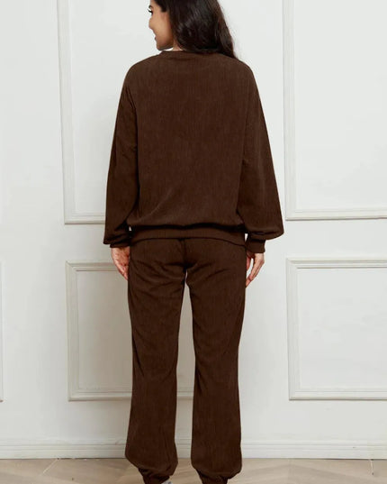 Cozy Corduroy Two-Piece Sweatshirt and Sweatpants Ensemble