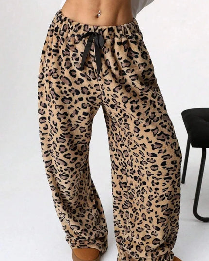 Pantalones anchos con estampado de leopardo