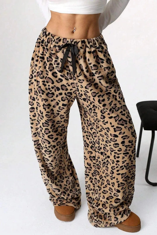 Pantalones anchos con estampado de leopardo