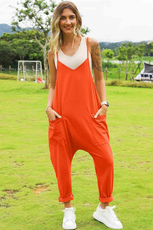 Double Take Full Size Sleeveless V-Neck Pocketed Jumpsuit - ShopEasier