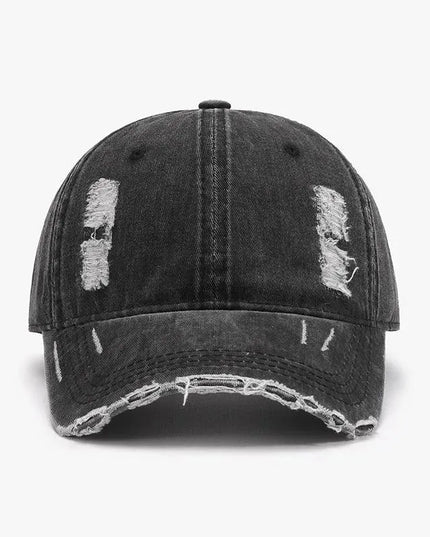 Distressed Adjustable Cotton Baseball Cap - ShopEasier