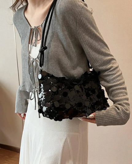 Sequin Knotted Straps Shoulder Bag