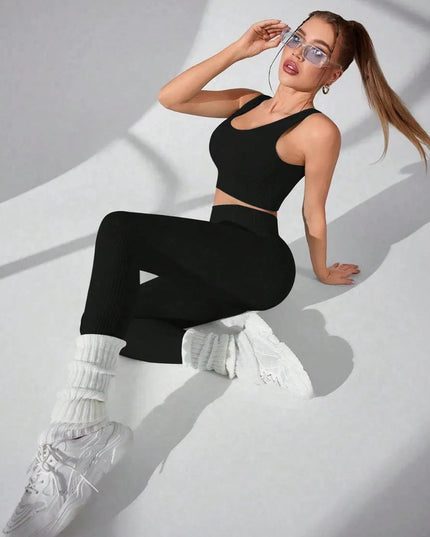 Scoop Neck Wide Strap Top and Pants Active Set - ShopEasier