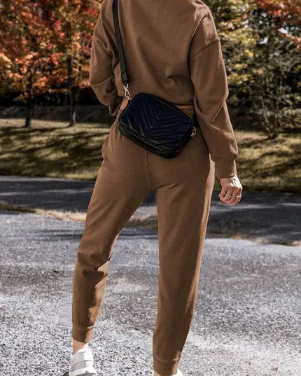 Chic Side Slit Long Sleeve Top & Pants Ensemble