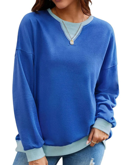 Contrast Lovelet Round Neck Long Sleeve Pullover