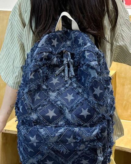 Star Denim Backpack Bag