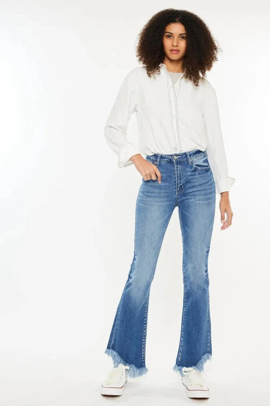 Kancan High Rise Frayed Hem Jeans - ShopEasier