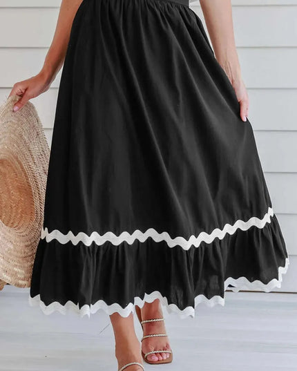 Two-Tone Elastic Waist Skirt