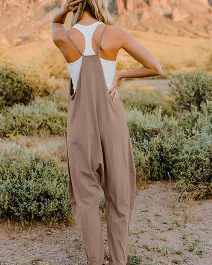 Double Take Full Size V-Neck Sleeveless Jumpsuit with Pockets - ShopEasier