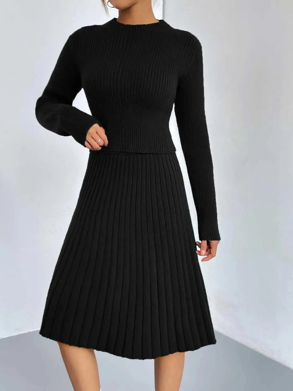 Rib-Knit Sweater and Skirt Set - ShopEasier