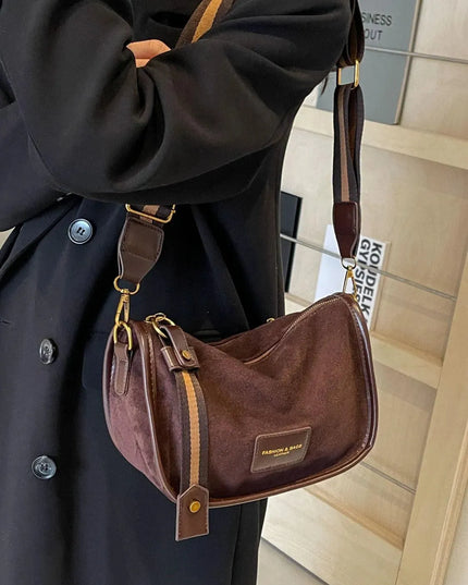 Suede Adjustable Strap Shoulder Bag