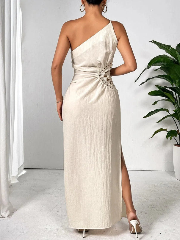 Honey Slit One Shoulder Sleeveless Maxi Dress - ShopEasier