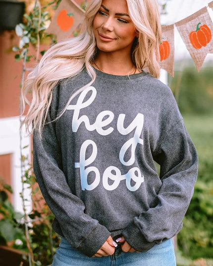 Graphic Letter Print Round Neck Sweatshirt with Dropped Shoulders